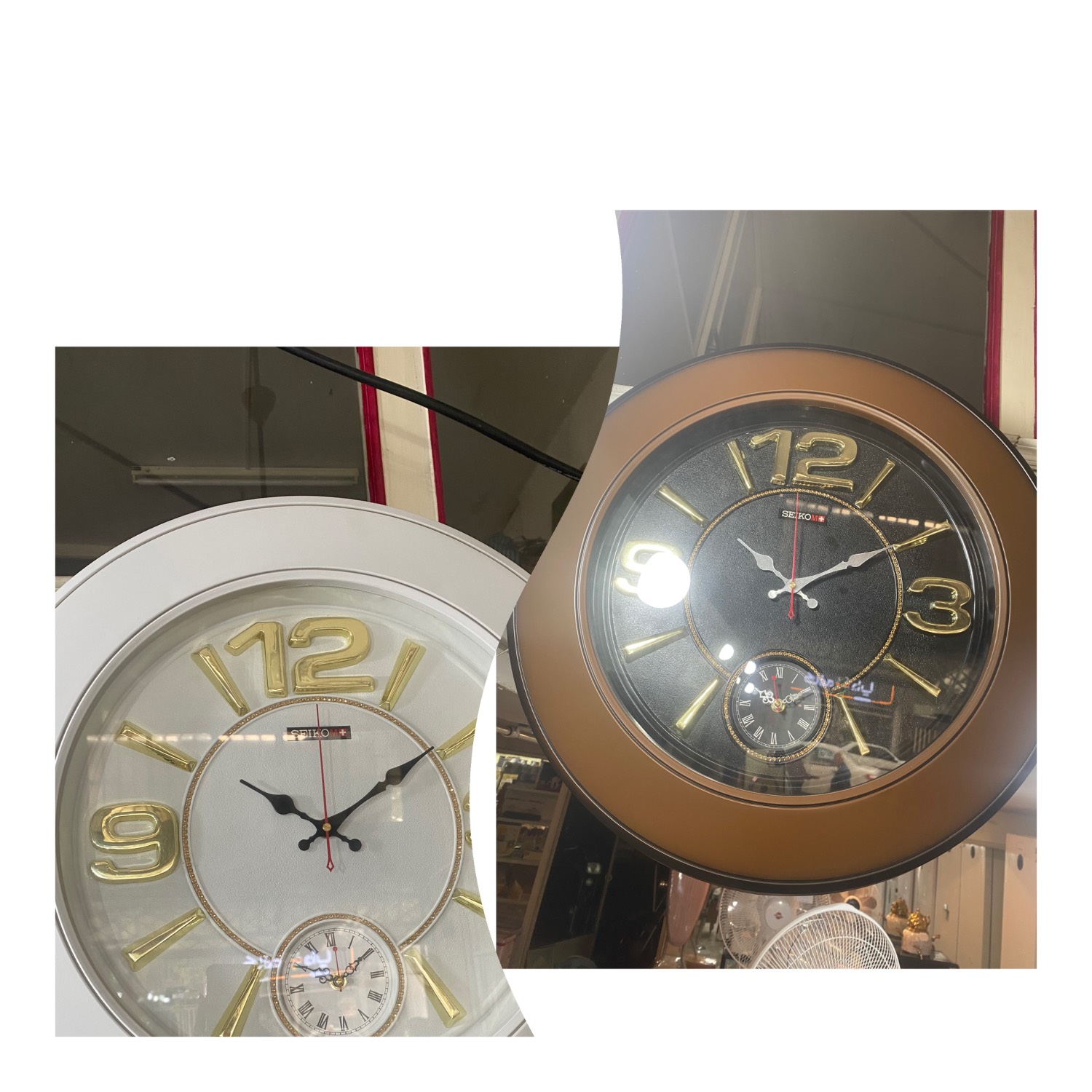 ساعت مارک seiko موجودی رنگ سفید وقهوه ای بدون صدا روان گرد